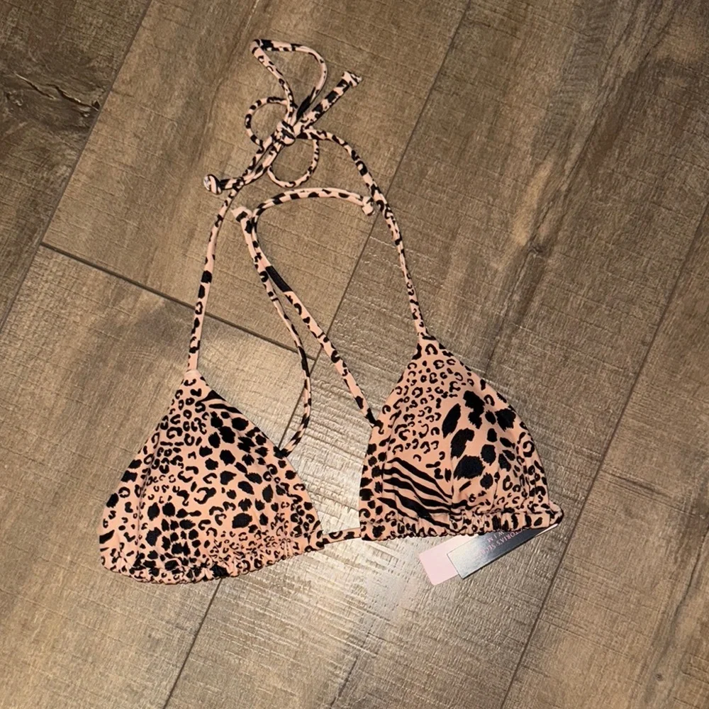 Victoria’s Secret Leopard Print Triangle Strappy Halter Bikini Top